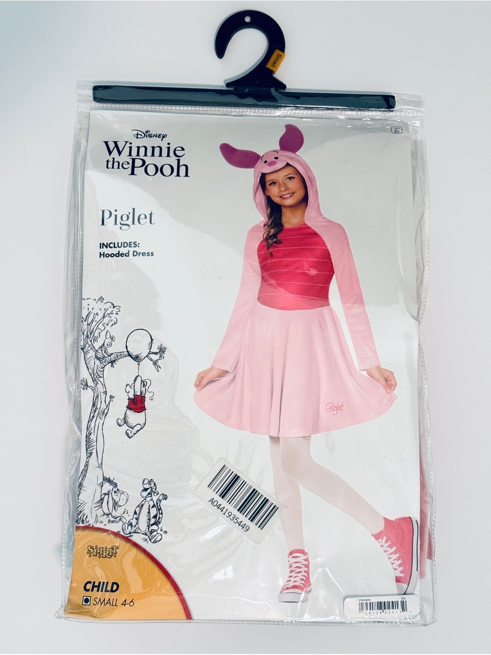 Disney Winnie the Pooh Piglet Costume Hooded Dress Girls Small 4-6